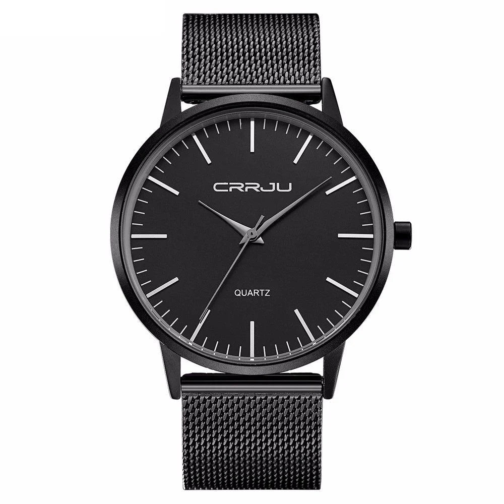 Best Mart CRRJU Black Mesh Quartz Watch