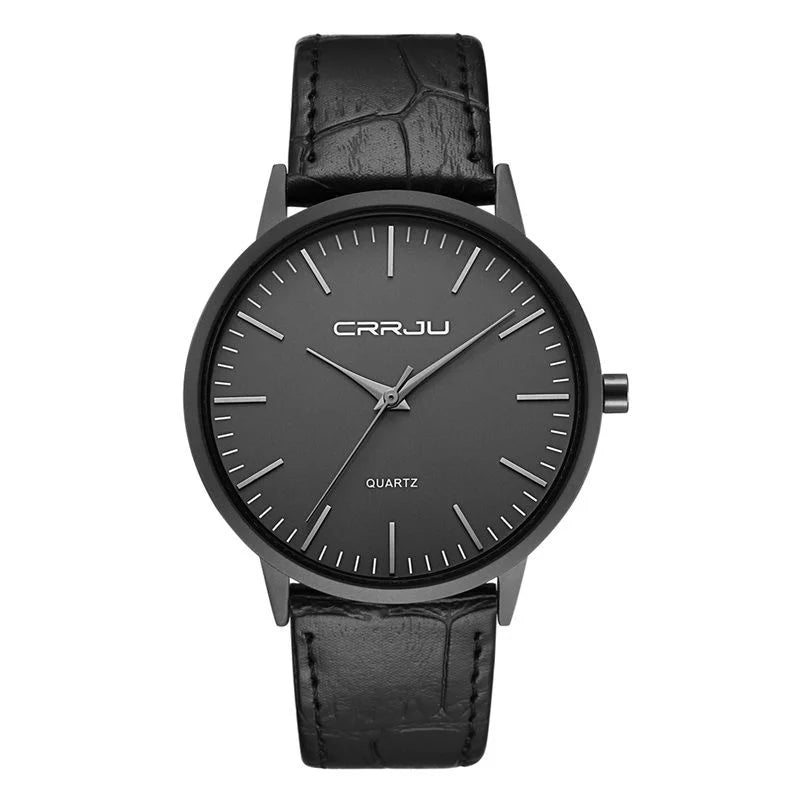 Best Mart CRRJU Classic Black Leather Quartz Watch